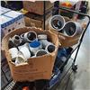 Image 1 : TOTE AND 2 BOXES OF LARGE FIRE RETARDANT PVC FITTINGS