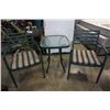Image 1 : GREEN METAL PATIO BISTRO SET - 2 CHAIRS AND GLASSTOP ENDTABLE