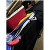 Image 3 : RUBBERMAID COOLER WITH SPORTING GOODS, UMBRELLAS AND BLEACHER SEAT