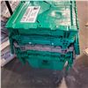 Image 2 : 5 GREEN STORAGE TOTES WITH BUILT IN LIDS