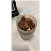 Image 2 : JEWELRY BOX WITH CONTENTS AND CONTAINER OF PENNIES