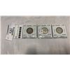 Image 1 : 3 CANADIAN SILVER 25 CENTS - 1928 KING GEORGE V, 1938 KING GEORGE VI, 1958 QUEEN ELIZABETH II .800 S