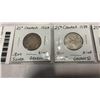 Image 2 : 3 CANADIAN SILVER 25 CENTS - 1928 KING GEORGE V, 1938 KING GEORGE VI, 1958 QUEEN ELIZABETH II .800 S