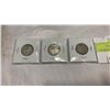 Image 3 : 3 CANADIAN SILVER 25 CENTS - 1928 KING GEORGE V, 1938 KING GEORGE VI, 1958 QUEEN ELIZABETH II .800 S