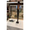 Image 1 : 3 FT CARVED WOODEN FIGURE AND 3 SMALL CARVED WOOD FIGURINES