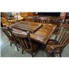 Image 2 : WALNUT DINING TABLE WITH 2 LEAFS AND 6 CHAIRS