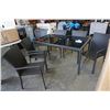 Image 2 : WICKER LOOK GLASSTOP PATIO TABLE WITH 6 CHAIRS