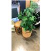 Image 2 : RATTAN PLANTER STAND, WICKER HAMPER, ARTIFICIAL PLANT