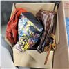 Image 3 : BOX OF VINTAGE LADIES DENIM WARE WITH 2 BOXES OF HANDBAGS AND SMALL CARRYON LUGGUAGE