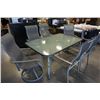Image 3 : GLASS TOP PATIO TABLE W/ 6 METAL FRAME MESH PATIO CHAIRS - 2 SWIVEL