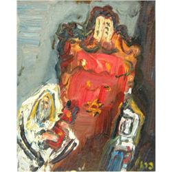  FRENKEL-FRENEL Oil Ukrainian Art Judaica Rabbi
