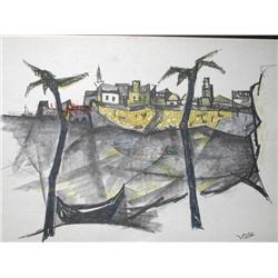 J.EISENSCHER Pastel Litho Israeli