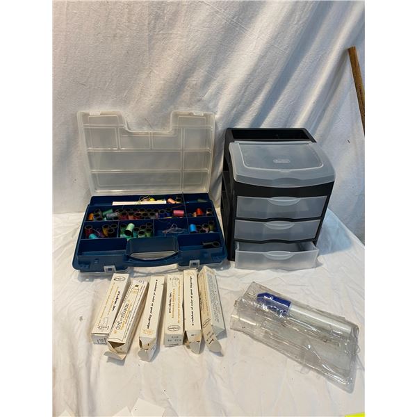 Embroidery paint and thread and storage containers
