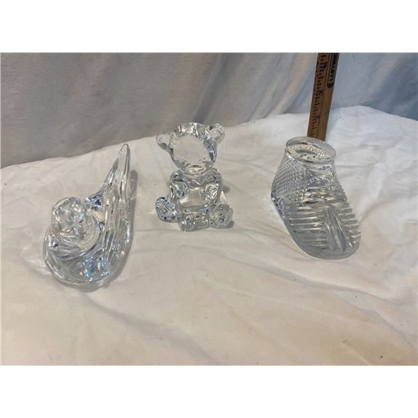 Three Waterford crystal ornaments