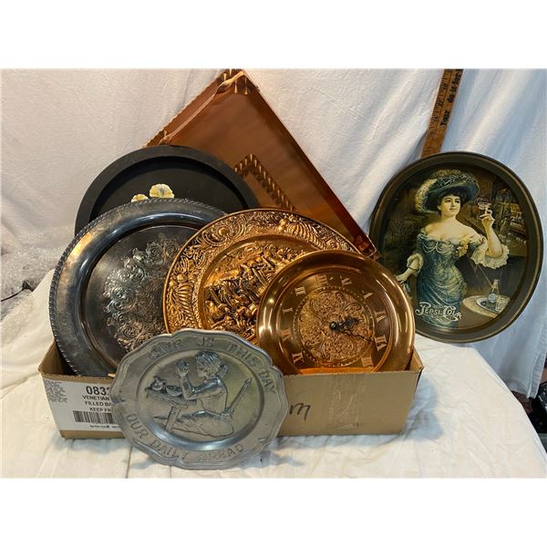 Trays, chargers, clock etc