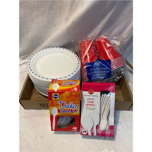 Disposable cups, plates and cutlery