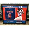 Image 1 : ANDRE DAWSON SIGNED CUSTOM FRAMED 35X43 JERSEY (SPORTS CARD EDITION) BECKETT COA