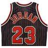 Image 2 : Chicago Bulls Michael Jordan Signed Black Pinstripe 1996-97 Champion Jersey (Upper Deck)