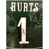 Image 2 : JALEN HURTS SIGNED CUSTOM FRAMED 35X43 JERSEY (SPORTS CARD EDITION) BECKETT COA