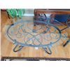 Image 5 : 3pc Metal Base, Glass Top Coffee Table & End Tables (Coffee Table 47.5" x 31" x 18.5")
