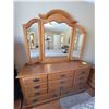 Image 3 : Dresser  (64W x 18.5 x 35H) 84H with mirror  & 2 Night Stands & Armoire