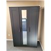 Image 1 : Black Wardrobe with Mirror (46W x 20D x 75H)