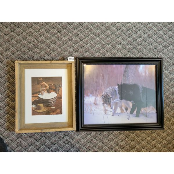 Wolf Picture 24" x 19.5" & Beverly Cosgrove Sunflower Print of Acrylic 2008