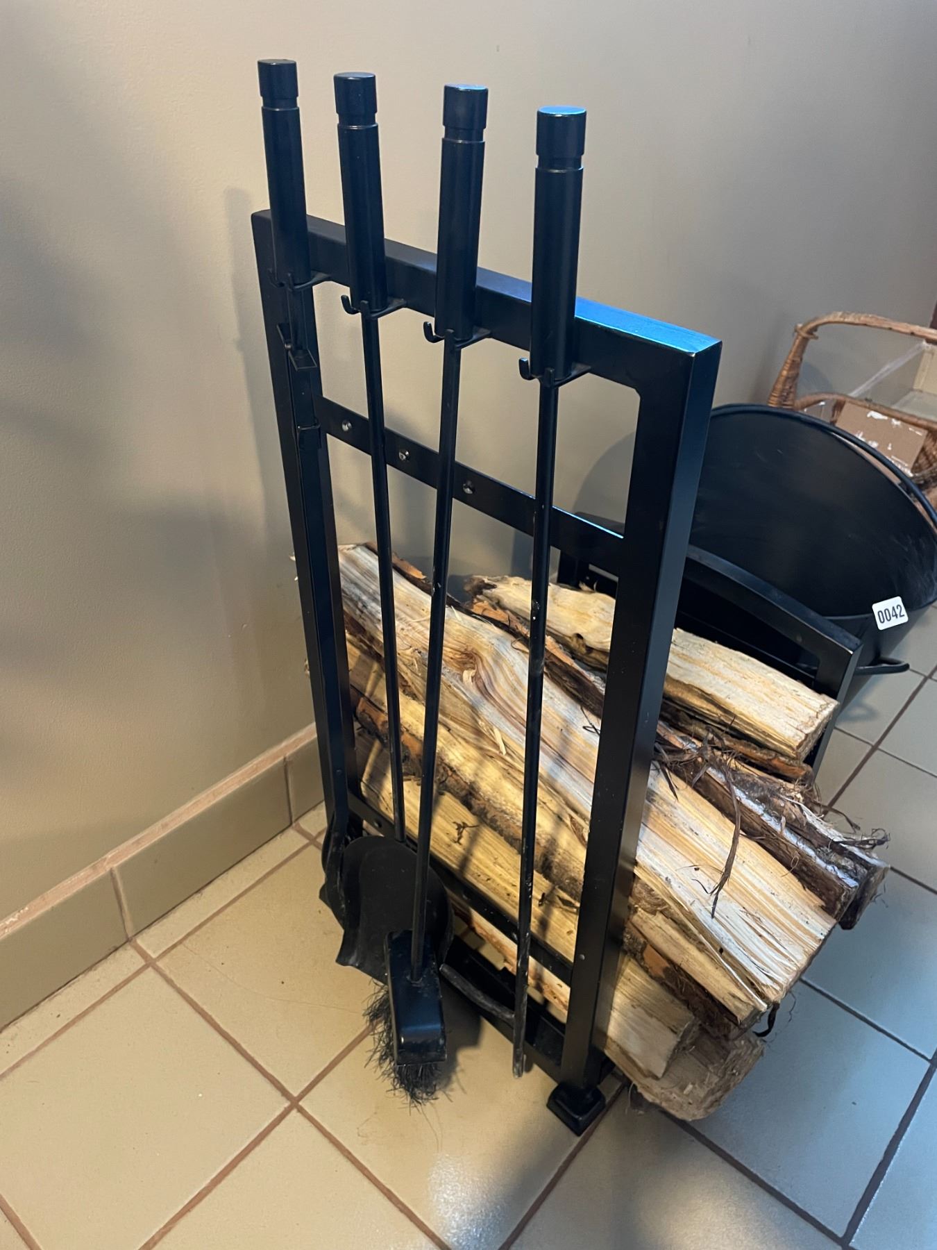 Soot Bucket Log Holder Fireplace Set