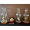 Image 1 : Oil Hurricane Lamps x3 & Quartz Desk Clock