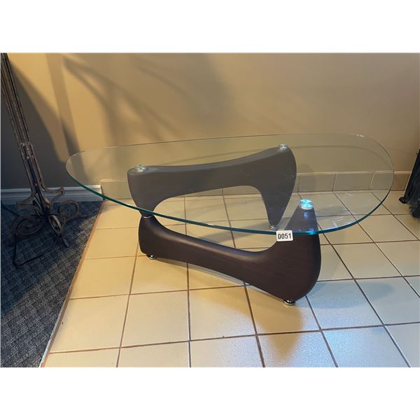 Isamu Noguchi Style Glass Top Coffee Table 47"w x 27"d 15.5"h