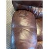 Image 5 : Faux Leather Loveseat Recliner (Brown) with Accent Pillows (some minor damage)