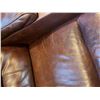 Image 3 : Faux Leather Loveseat Recliner (Brown) with Center Console (some minor damage)