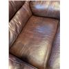 Image 4 : Faux Leather Loveseat Recliner (Brown) with Center Console (some minor damage)