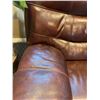Image 5 : Faux Leather Loveseat Recliner (Brown) with Center Console (some minor damage)