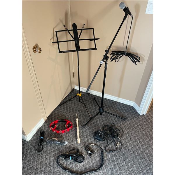 Tambourine - Hercules Sheet Music Stand - On Stage Microphone Stand - Marshall Foot Peddle...