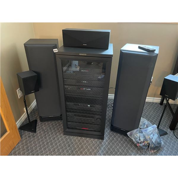 Kenwood Stereo System with 5 Speakers & Cabinet (Model #'s as shown in pictures)