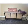 Image 1 : Porch Bench with Storage (35.5" x 14" x 19"), Blanket & Horse Welcome Sign