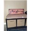 Image 2 : Porch Bench with Storage (35.5" x 14" x 19"), Blanket & Horse Welcome Sign