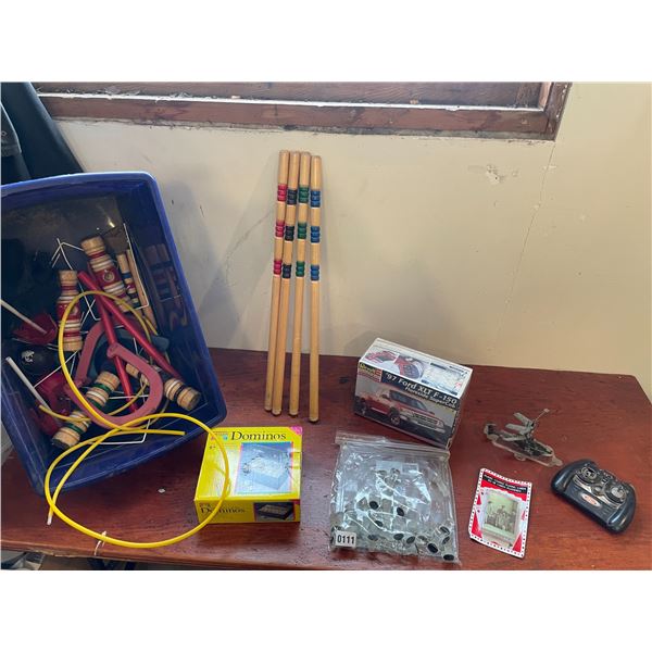 Chess Board - Remote Control Helicopter Croquet Set - Revell '97 Ford XLT F-150 Model - Dominos