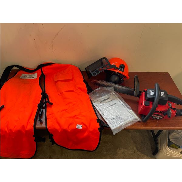 Homelite 240 SL (Needs Repair) with Leg Protection Class B - Hard Hat with Ear Protection & Shield