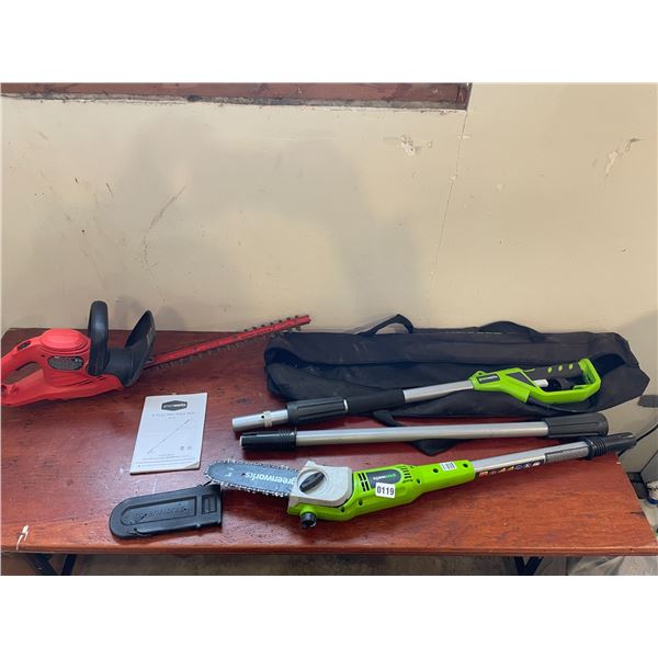 8" Greenworks Electric Pole Saw 20142 - Black & Decker Hedge Trimmer HT018-CA