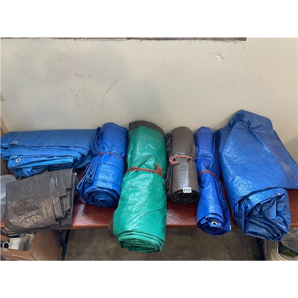 Various Sizes & Colors of Tarps x7