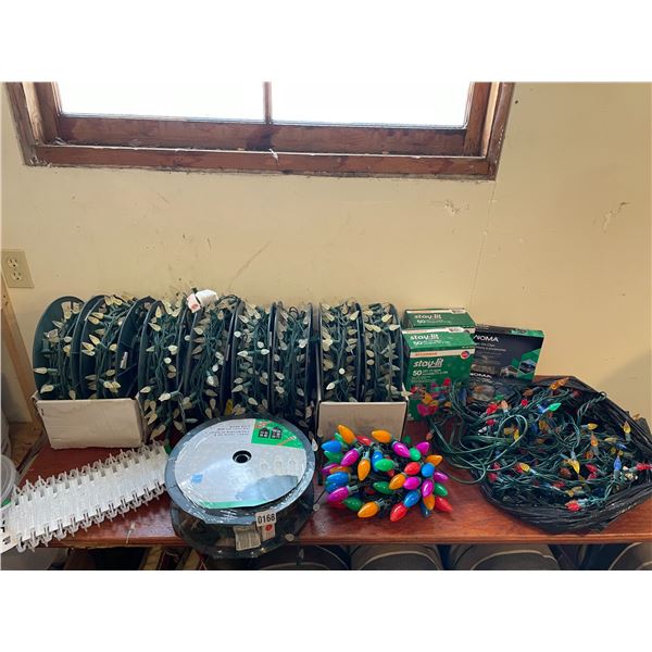 Mini LED Light Reels x9 75' - Sylvania Stay-lit LED Lights 32.6' x2 - Noma Clips - Assorted Lights