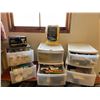 Image 1 : Storage Container Drawers x5 - Various Size & Wattage Light Bulbs - Microfiber Cloths - Sandpaper...