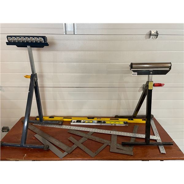 Carpenter Squares 2', 16", 12" - 4' Level - 2' Level - Mastercraft Roller Stands x2 - Drywall Square