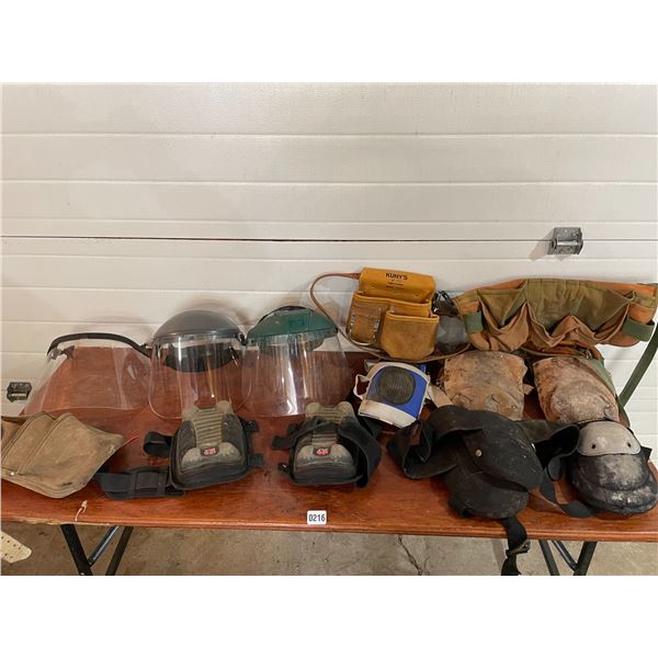 Face Shields x3 - Knee Pads x4 Pairs - Kuny's Tool Pouch - Tool Bags x2