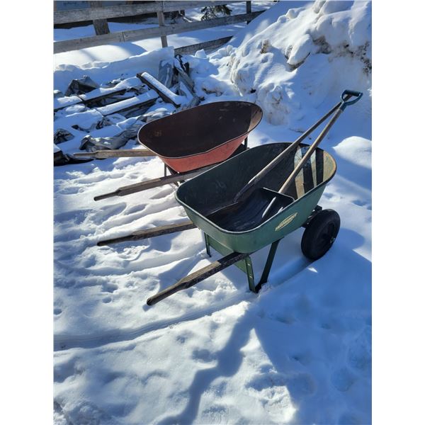 Yardworks 2 Wheel, Wheelbarrow Metal One Wheel, Wheel Barrow with 2