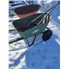 Image 2 : Yardworks 2 Wheel, Wheelbarrow - Metal One Wheel, Wheel Barrow with 2 Shovels