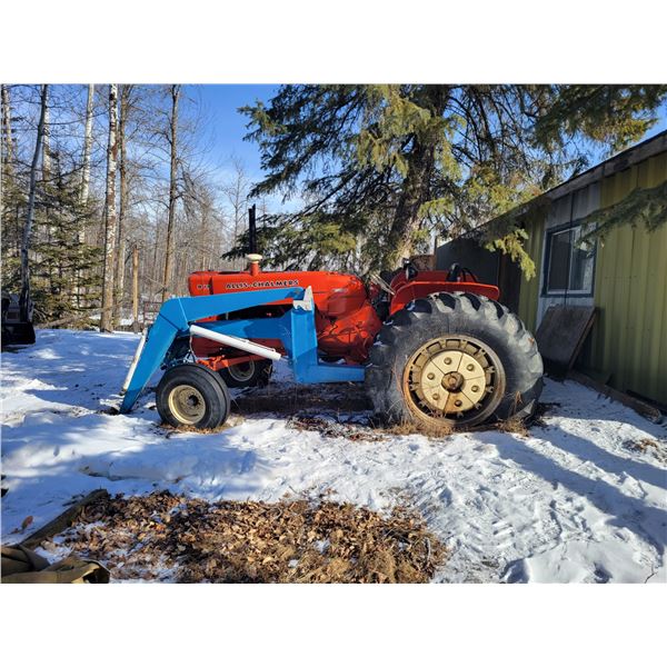Allis-Chalmers D19 Turbo Diesel Tractor (Antique) with Bucket, Forks & Chains - Needs Repair...