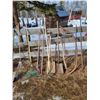 Image 2 : Assorted Tools - Saws, Rakes, Spades, Shovels, Ice Chopper, Cat Bars, Scythe etc...